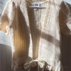 LOFT Cream Open-Front Cardigan